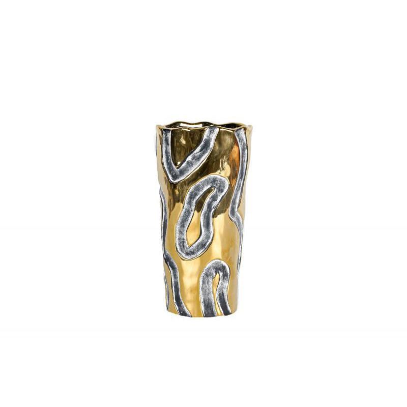FLORERO PORCELANA 16*33 CM ORO