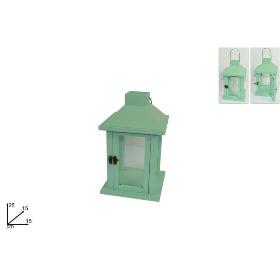 FAROL DE MADERA 25 CM VERDE