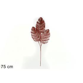TALLO 3 HOJAS PALMA 75 CM ROJO