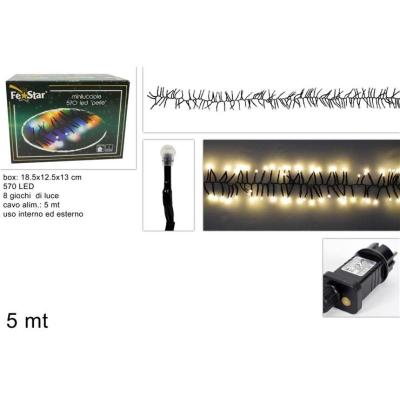 LUCES 570 PERLA LED BLANCO CALIDO 5 MT 8 JUEGOS