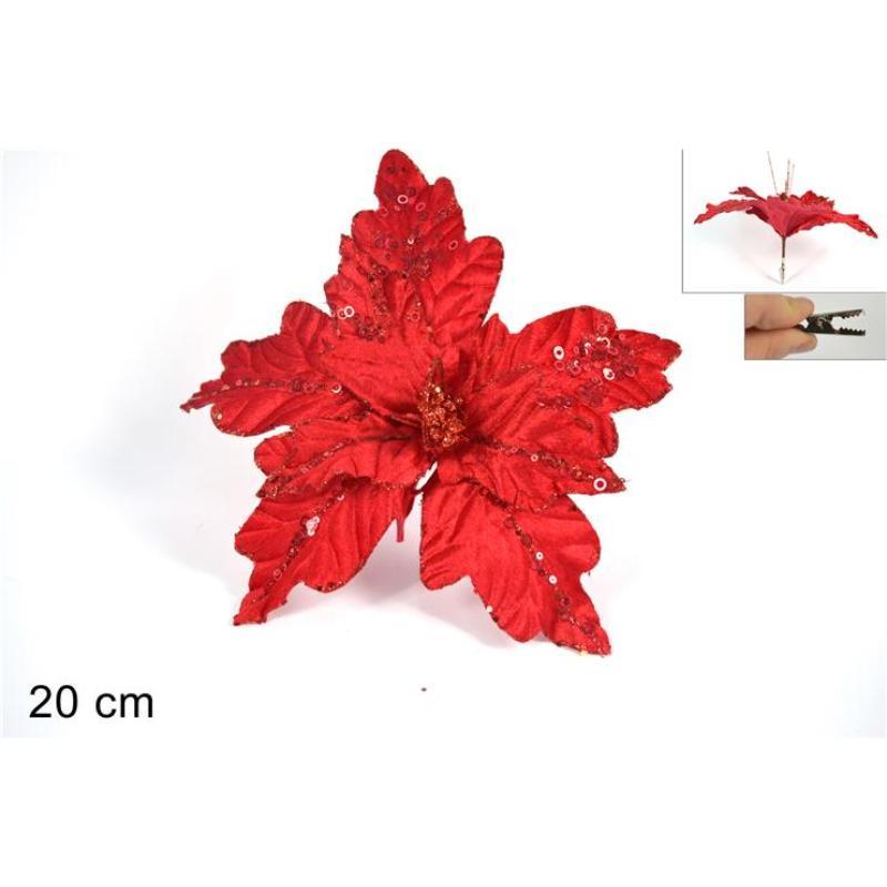 PINZA CON FLOR NAVIDAD ROJO