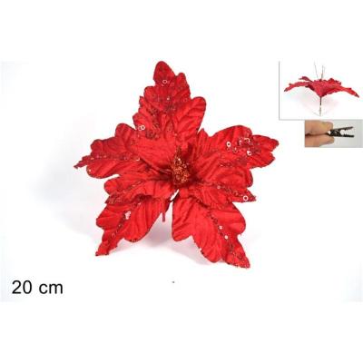 PINZA CON FLOR NAVIDAD ROJO
