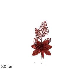 VARA CON FLOR GLITERADO ROJO