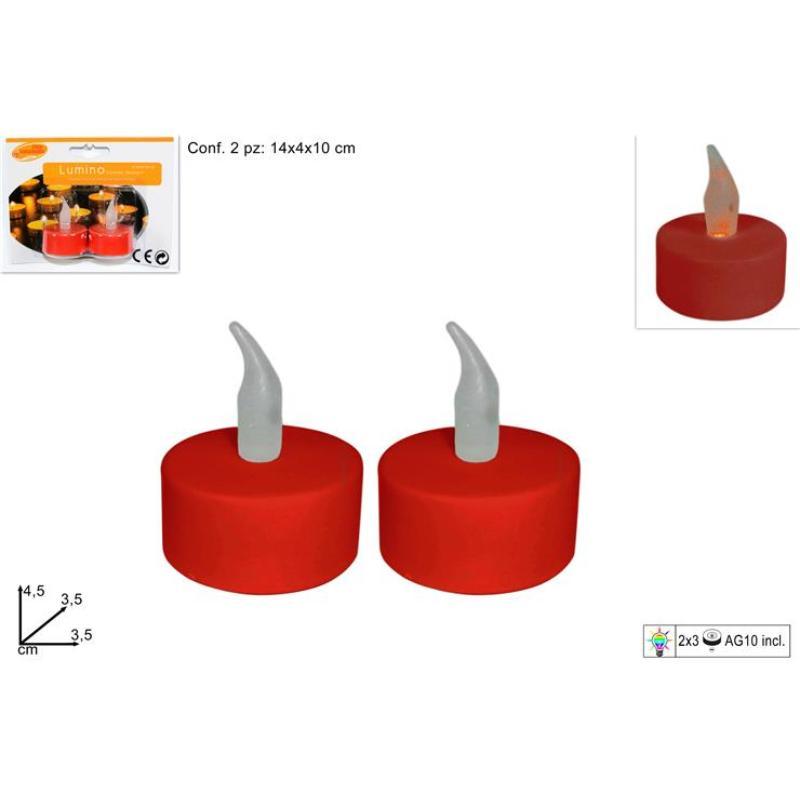 VELA LED TEALIGHT ROJO C/BATT SET 2PZ