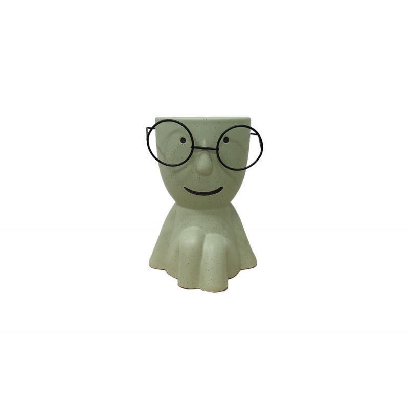 MACETERO FIGURA GAFAS 21*28 VERDE
