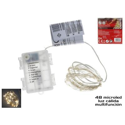 LED MICRO 48 LUCES 8 FUNC CALIDA PILA