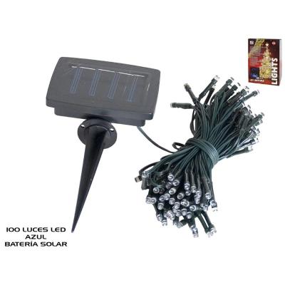 LED 100 LUCES SOLAR EXT AZUL