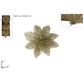 BLISTER 3 FLORES GLITERAS ORO