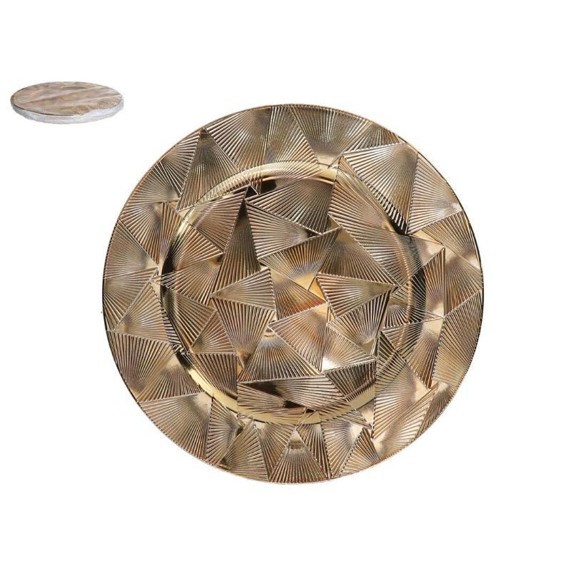 BAJO PLATO ORO GEOMETRICO 33 CM