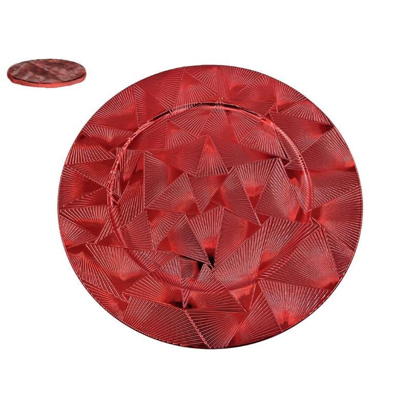 BAJO PLATO PLATA GEOMETRICO 33 CM