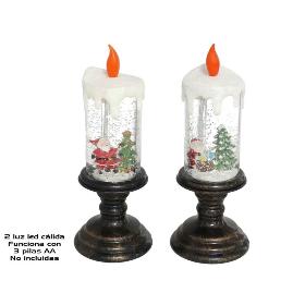 VELA DE AGUA 2 LEDS SANTA 9.5X24 CM 2 STD