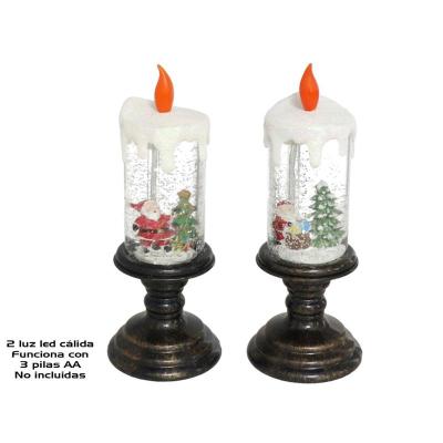 VELA DE AGUA 2 LEDS SANTA 9.5X24 CM 2 STD