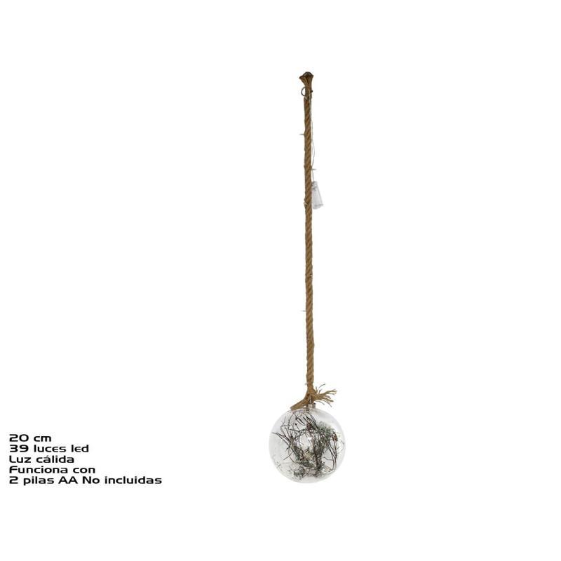 BOLA CRISTAL TRANSP C/CUERDA 39 LED 20 CM