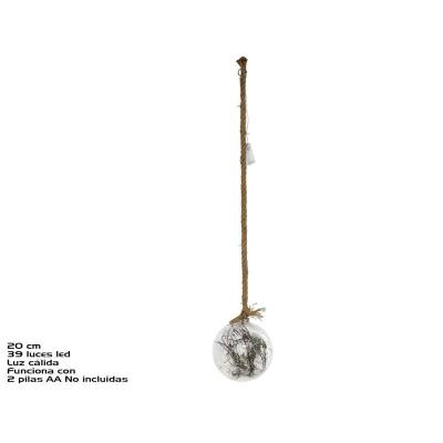 BOLA CRISTAL TRANSP C/CUERDA 39 LED 20 CM