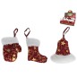 COLGANTE FIGURA ROJA ESTRELLAS ORO 12 CM