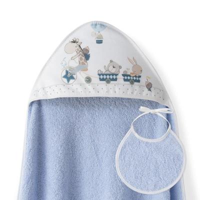 CAPA BAÑO 1X1 MOD JIRAFA BICICLETA+BABERO AZUL