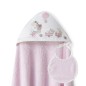 CAPA BAÑO 1X1 MOD JIRAFA BICICLETA+BABERO ROSA