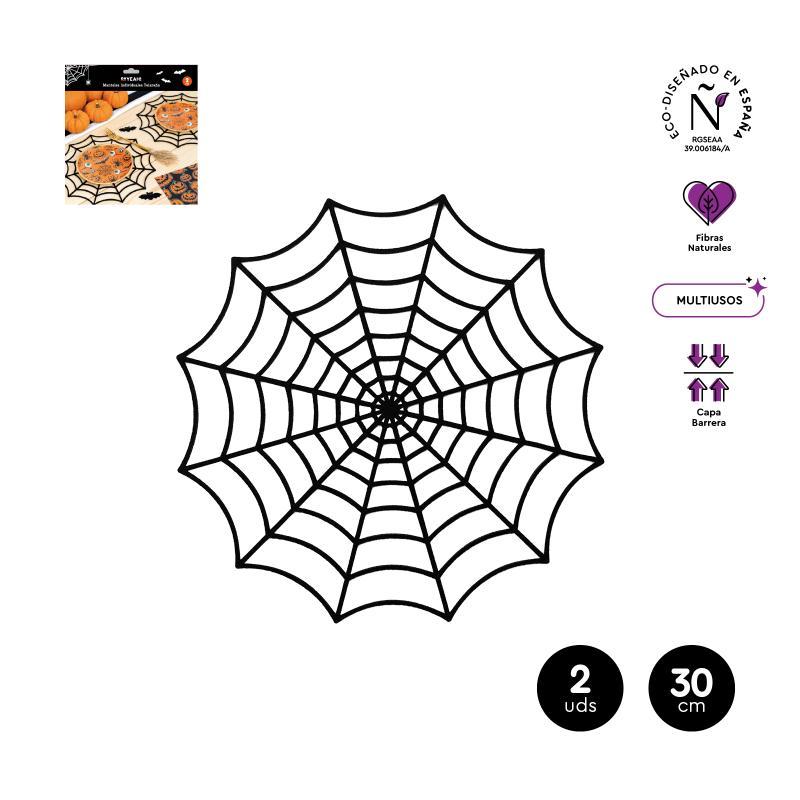 MANTEL INDIVIDUAL TELARAÑA POLIESTER 2 UDS