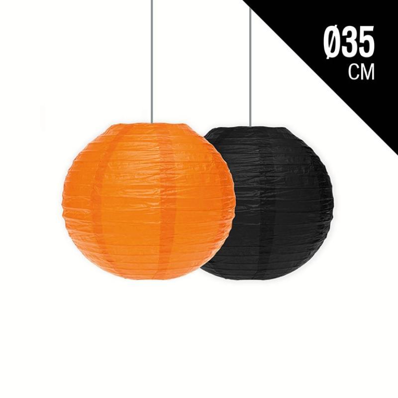 LAMPARA PAPEL ESFERA NARANJA Y NEGRO SUR