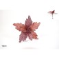 FLOR TERCIOPELO C/HOJAS GLITERADAS C/PINZA ROSA ANTIGUO