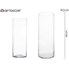 JARRON CRISTAL CILINDRO 15 CM DIAM  X 40 CM