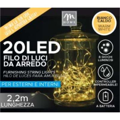 LUCES 20 LED BLANCO CALIDO A BATERIA CON 8 JUEGOS