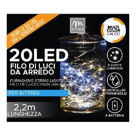 LUZ 20 LED BICOLOR BLANCO CALIDO Y FRIO CON BATERIA