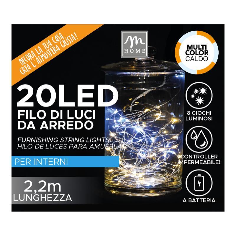 LUZ 20 LED BICOLOR BLANCO CALIDO Y FRIO CON BATERIA
