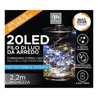 LUZ 20 LED BICOLOR BLANCO CALIDO Y FRIO CON 8 JUEGOS  BATERIA