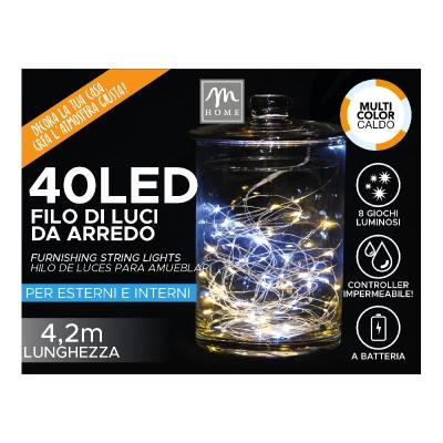 LUZ 40 LED BICOLOR BLANCO CALIDO Y FRIO CON 8 JUEGOS  BATERIA