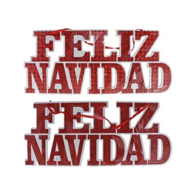 CARTEL COLGANTE FELIZ NAVIDAD 43.5X18.5 CM 2 STD