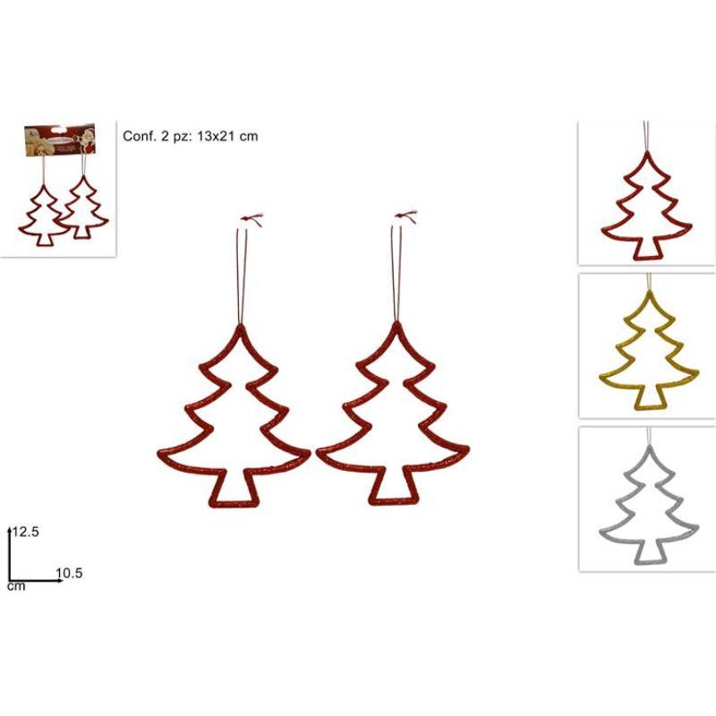 COLGANTE ARBOL GLITERADO 2 PZ