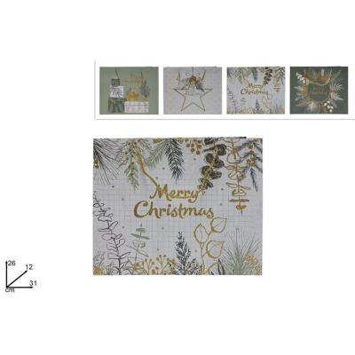 BOLSA REGALO NAVIDAD CON DECO ORO 31X26X12 CM