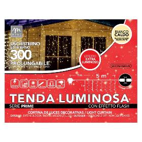 CORTINA DE LUCES 300 LED BLANCO CALIDO 10 M X 2.5