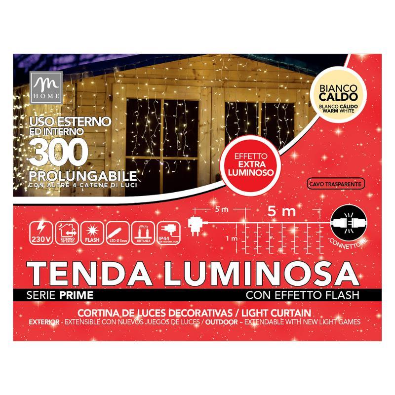 CORTINA DE LUCES 300 LED BLANCO CALIDO 10 M X 2.5