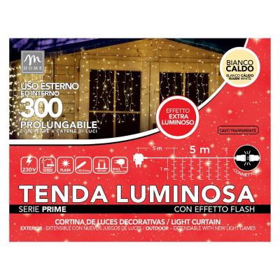 CORTINA DE LUCES 300 LED BLANCO CALIDO 10 M X 2.5