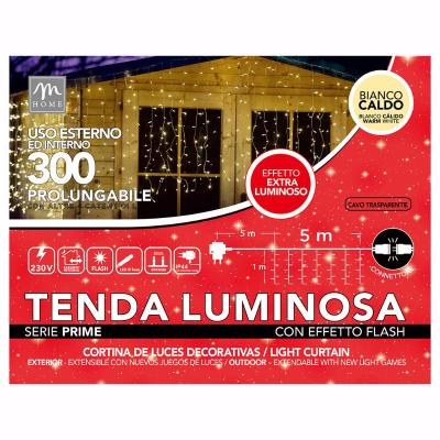 CORTINA LUCES 300 LED BLANCO CALIDO CON FLAS 5 H X 1 M