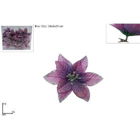 FLOR NAVIDAD CON PINZA 13 CM VIOLETA