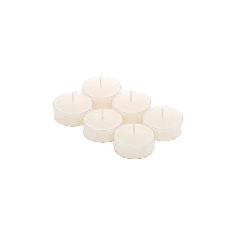 PAQ. 6 VELAS TEA LIGHT PLASTICO MAXI 5.7X2.1 CM