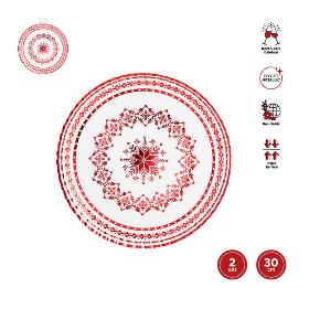 BANDEJAS CARTON REDONDAS BORDADO ROJO 30 CM 2 UD