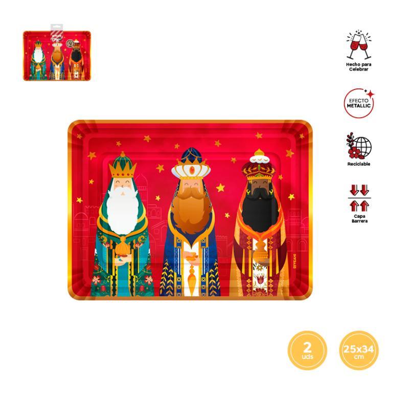 BANDEJA CARTON RECTANGULAR RRMM 25X34 CM 2 UD
