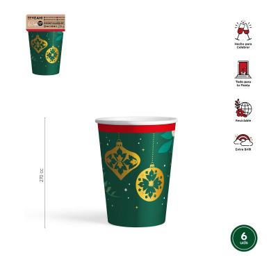 VASOS CARTON TRADICIONAL XMAS 270 CC 6 UD