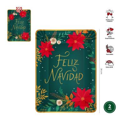 BANDEJA CARTON METALIZADAS TRAD XMAS 25X34 CM 2 UDS