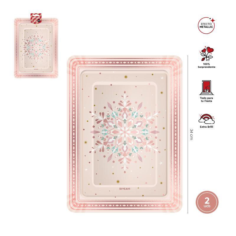 BANDEJA METALIZADAS CARTON XMAS ROSE 25X34 CM 2 UD