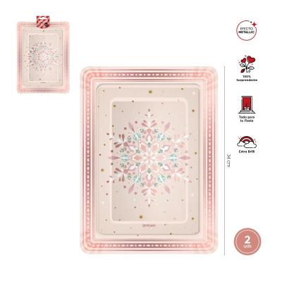 BANDEJA METALIZADAS CARTON XMAS ROSE 25X34 CM 2 UD