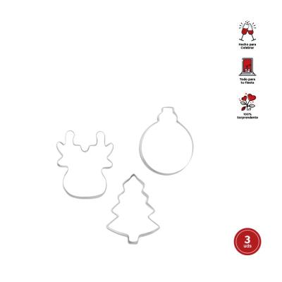 SET MOLDES CORTADORES NAVIDAD ACERO INOX 3 UDS