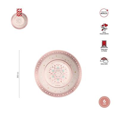 BOLES METALIZADOS DE CARTON XMAS ROSE 350 CC 6 UDS