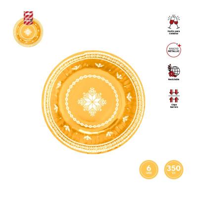 BOLES CARTON BORDADO NAVIDAD ORO 350 CC 6 UDS