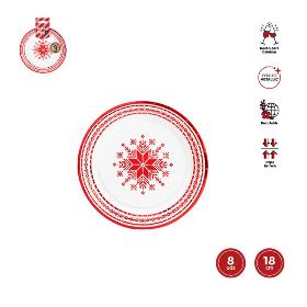 PLATOS POSTRE CARTON BORDADO ROJO 18 CM 8 UDS