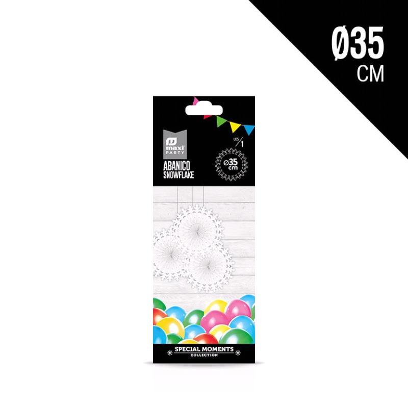 ABANICO PAPEL REDONDOS NOW FLAKE BLANCO 35 CM 1 UD